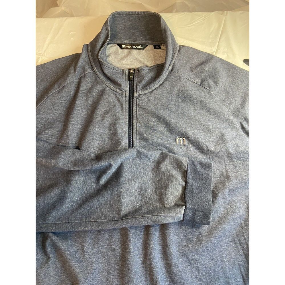 Men's Travis Mathew 1/4 Zip Dark Heathered Blue Lightweight Golf Sweatshirt- XXL